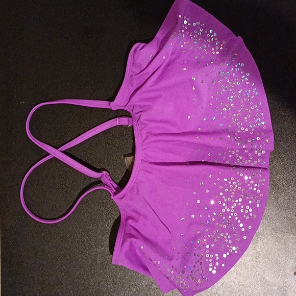 Kensie Girl Purple With Sparkles Adjustable Straps Bathing Suit Top Size 10 - Picture 1 of 4